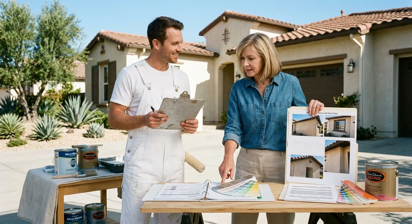 Poway homeowner comparing exterior paint proposals