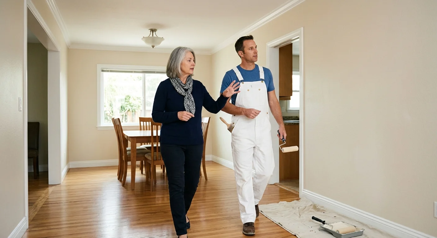 El Cajon homeowner and independent painter reviewing interior walls, ceilings, and trim